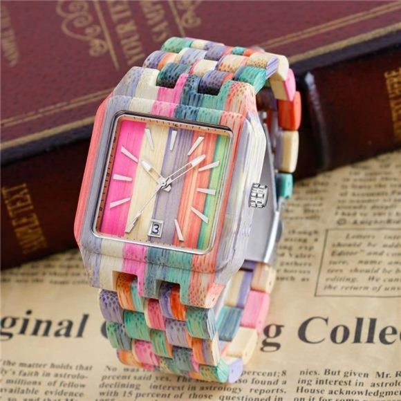 Men's Colorful Wooden Watch - Picture 1 of 7